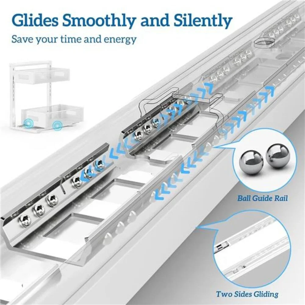 Metal Under Sink Organizers and Storage, Adjustable Under Cabinet Organizer